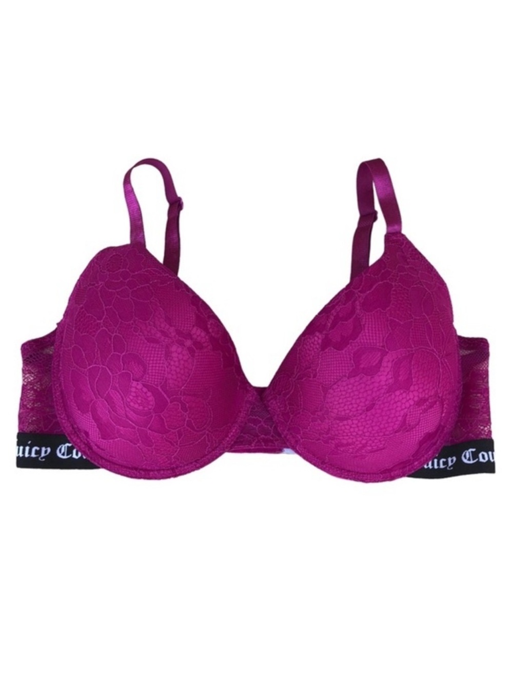 Juicy Couture Lace Light Padded Under Wire Sexy Roman Magenta Bra 36 D
